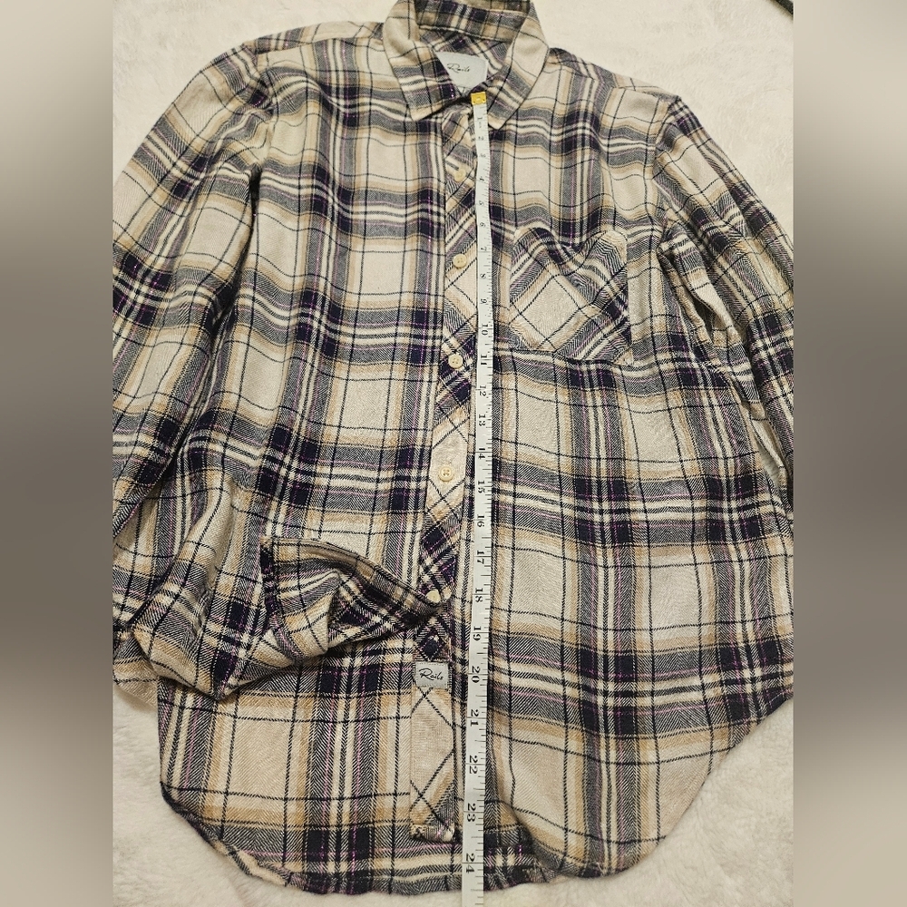 Rails Hunter Plaid Button-Down Shirt Stone Navy Fushia Size S - Picture 11 of 15